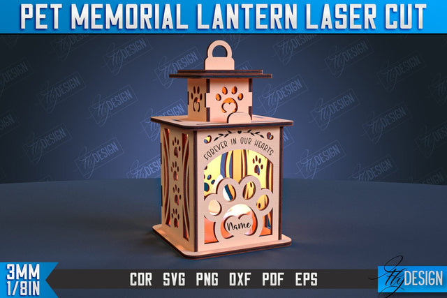 Pet Memorial Lantern Laser Cut | 3D Memorial Lantern Laser Cut | CNC File SVG Fly Design 