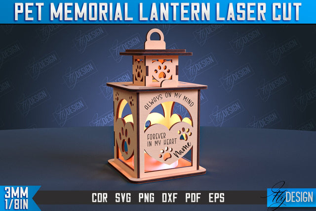 Pet Memorial Lantern Laser Cut | 3D Memorial Lantern Laser Cut | CNC File SVG Fly Design 