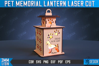 Pet Memorial Lantern Laser Cut | 3D Memorial Lantern Laser Cut | CNC File SVG Fly Design 