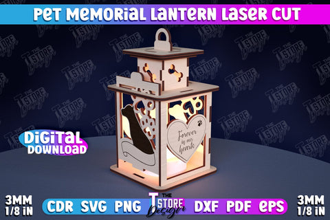 Pet Memorial Lantern Laser Cut | 3D Memorial Lantern Laser Cut | CNC File SVG The T Store Design 