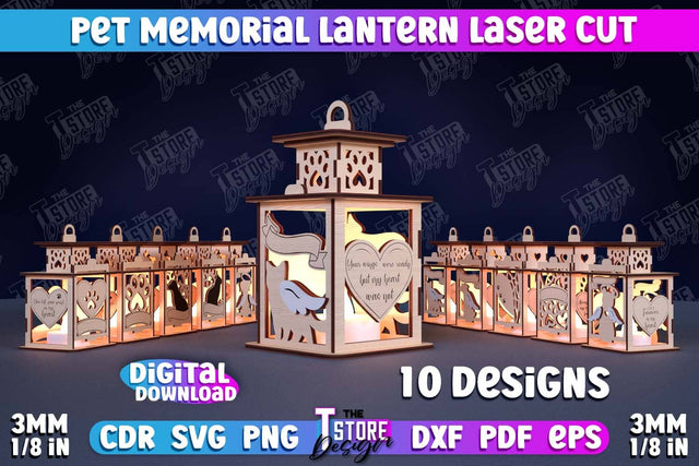 Pet Memorial Lantern Laser Cut | 3D Memorial Lantern Laser Cut | CNC File SVG The T Store Design 