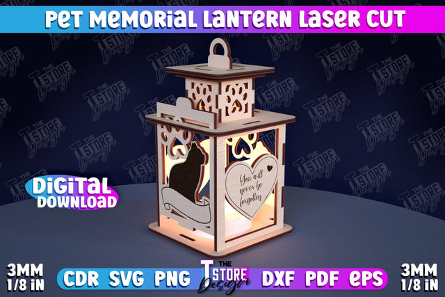 Pet Memorial Lantern Laser Cut | 3D Memorial Lantern Laser Cut | CNC File SVG The T Store Design 