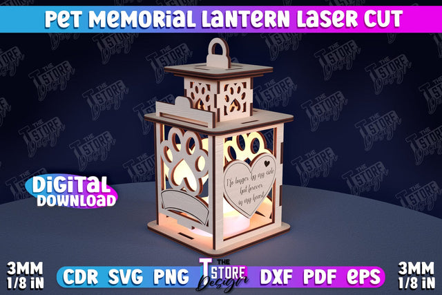 Pet Memorial Lantern Laser Cut | 3D Memorial Lantern Laser Cut | CNC File SVG The T Store Design 