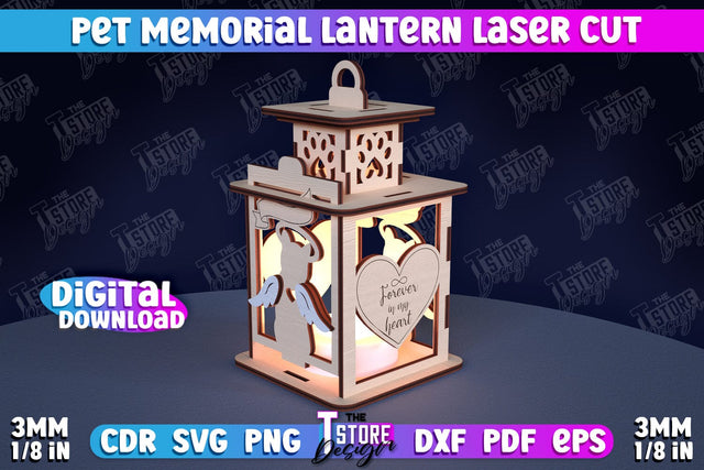 Pet Memorial Lantern Laser Cut | 3D Memorial Lantern Laser Cut | CNC File SVG The T Store Design 