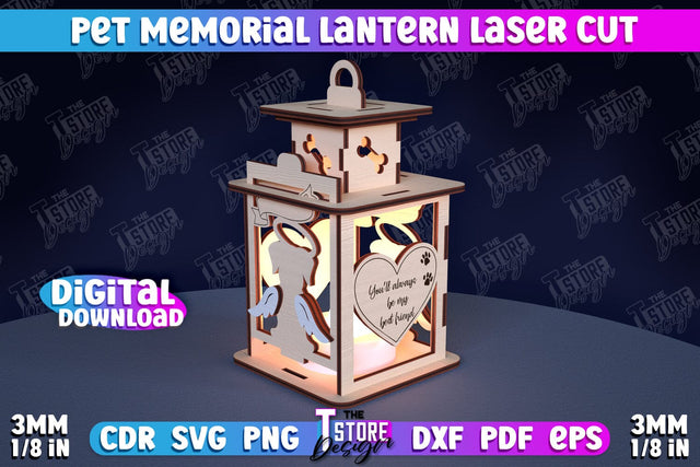 Pet Memorial Lantern Laser Cut | 3D Memorial Lantern Laser Cut | CNC File SVG The T Store Design 