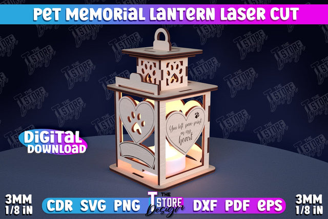 Pet Memorial Lantern Laser Cut | 3D Memorial Lantern Laser Cut | CNC File SVG The T Store Design 