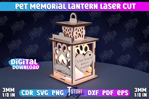 Pet Memorial Lantern Laser Cut | 3D Memorial Lantern Laser Cut | CNC File SVG The T Store Design 