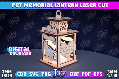 Pet Memorial Lantern Laser Cut | 3D Memorial Lantern Laser Cut | CNC File SVG The T Store Design 