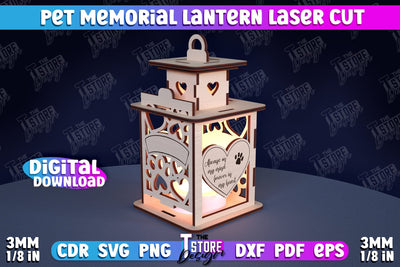 Pet Memorial Lantern Laser Cut | 3D Memorial Lantern Laser Cut | CNC File SVG The T Store Design 