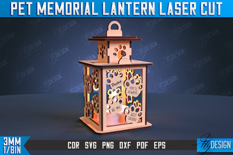 Pet Memorial Lantern Laser Cut Bundle | 3D Memorial Lantern Laser Cut | CNC File SVG Fly Design 
