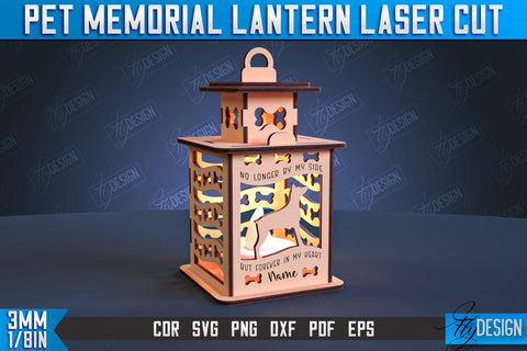 Pet Memorial Lantern Laser Cut Bundle | 3D Memorial Lantern Laser Cut | CNC File SVG Fly Design 