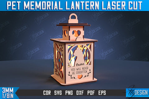 Pet Memorial Lantern Laser Cut Bundle | 3D Memorial Lantern Laser Cut | CNC File SVG Fly Design 