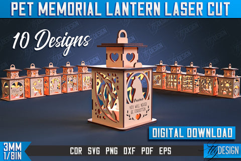 Pet Memorial Lantern Laser Cut Bundle | 3D Memorial Lantern Laser Cut | CNC File SVG Fly Design 