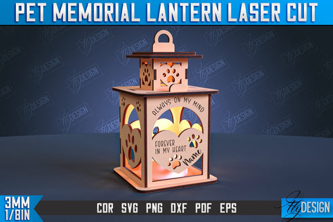 Pet Memorial Lantern Laser Cut Bundle | 3D Memorial Lantern Laser Cut | CNC File SVG Fly Design 
