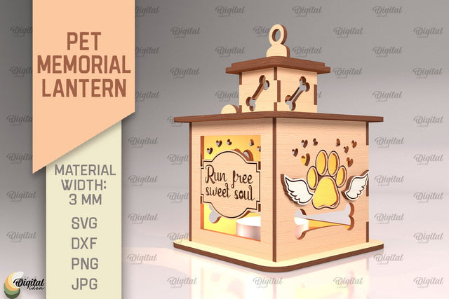 Pet Memorial Lantern SVG. 3D Lamps Laser Cut SVG Evgenyia Guschina 