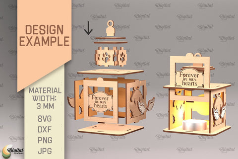 Pet Memorial Lantern SVG Bundle. 3D Lamps Laser Cut SVG Evgenyia Guschina 