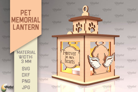 Pet Memorial Lantern SVG Bundle. 3D Lamps Laser Cut SVG Evgenyia Guschina 
