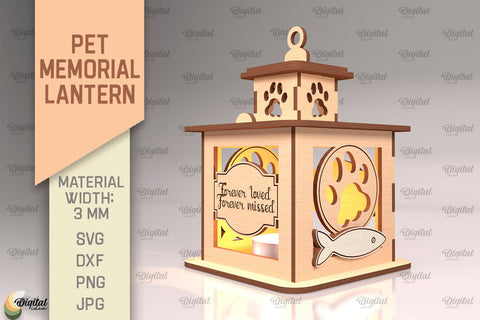 Pet Memorial Lantern SVG Bundle. 3D Lamps Laser Cut SVG Evgenyia Guschina 
