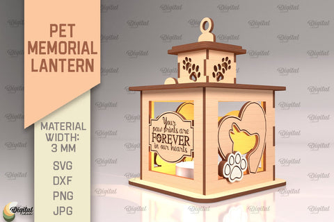 Pet Memorial Lantern SVG Bundle. 3D Lamps Laser Cut SVG Evgenyia Guschina 