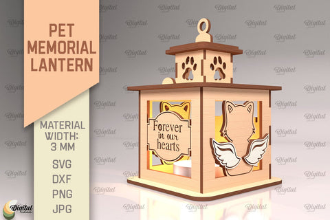 Pet Memorial Lantern SVG Bundle. 3D Lamps Laser Cut SVG Evgenyia Guschina 