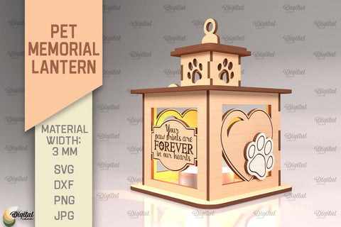 Pet Memorial Lantern SVG Bundle. 3D Lamps Laser Cut SVG Evgenyia Guschina 