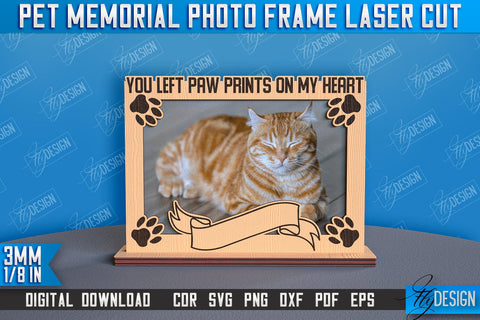 Pet Memorial Photo Frame Laser Cut Bundle | Photo Frame Laser Cut | Animals Photo Frame Design SVG Fly Design 