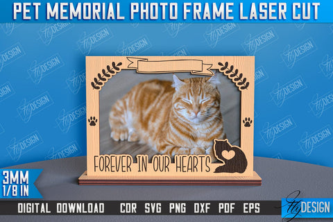 Pet Memorial Photo Frame Laser Cut Bundle | Photo Frame Laser Cut | Animals Photo Frame Design SVG Fly Design 