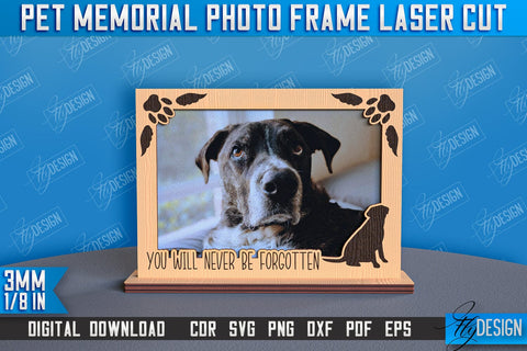 Pet Memorial Photo Frame Laser Cut Bundle | Photo Frame Laser Cut | Animals Photo Frame Design SVG Fly Design 