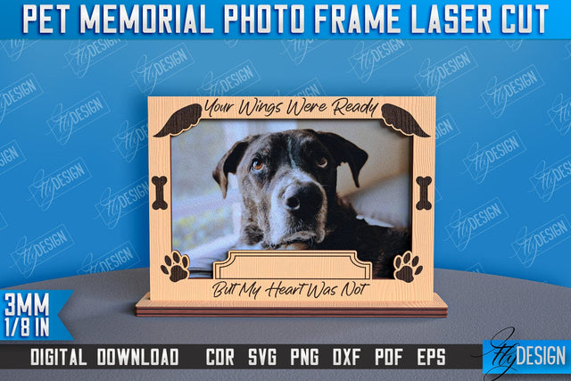 Pet Memorial Photo Frame Laser Cut | Photo Frame Laser Cut | Animals Photo Frame Design SVG Fly Design 
