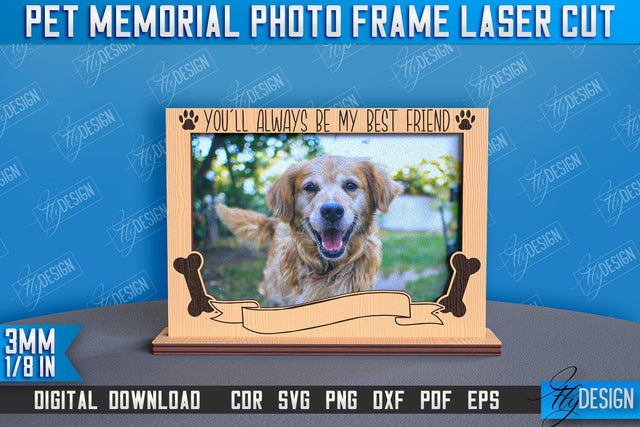 Pet Memorial Photo Frame Laser Cut | Photo Frame Laser Cut | Animals Photo Frame Design SVG Fly Design 