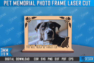 Pet Memorial Photo Frame Laser Cut | Photo Frame Laser Cut | Animals Photo Frame Design SVG Fly Design 