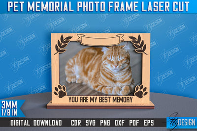 Pet Memorial Photo Frame Laser Cut | Photo Frame Laser Cut | Animals Photo Frame Design SVG Fly Design 