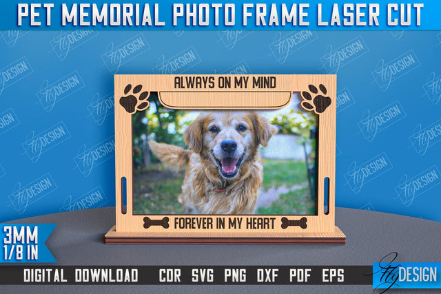 Pet Memorial Photo Frame Laser Cut | Photo Frame Laser Cut | Animals Photo Frame Design SVG Fly Design 