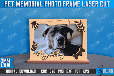 Pet Memorial Photo Frame Laser Cut | Photo Frame Laser Cut | Animals Photo Frame Design SVG Fly Design 