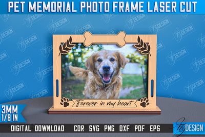 Pet Memorial Photo Frame Laser Cut | Photo Frame Laser Cut | Animals Photo Frame Design SVG Fly Design 