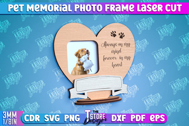 Pet Memorial Photo Frame Laser Cut | Photo Frame Laser Cut | Animals Photo Frame Design SVG The T Store Design 