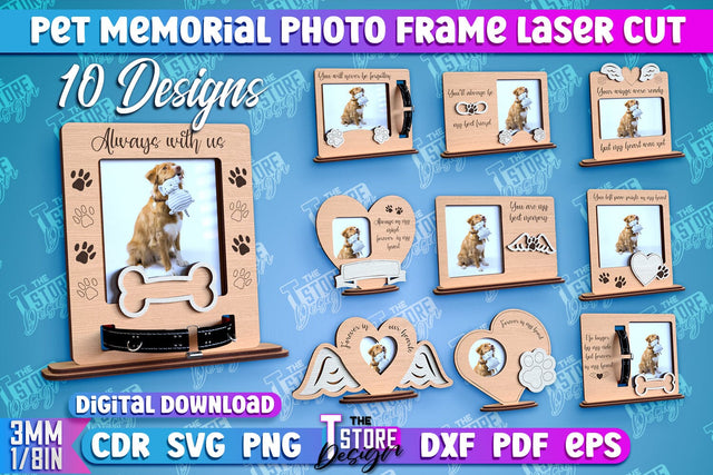 Pet Memorial Photo Frame Laser Cut | Photo Frame Laser Cut | Animals Photo Frame Design SVG The T Store Design 