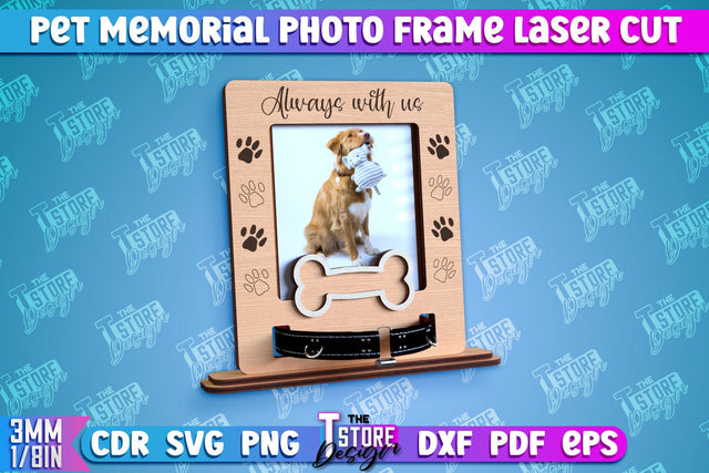 Pet Memorial Photo Frame Laser Cut | Photo Frame Laser Cut | Animals Photo Frame Design SVG The T Store Design 