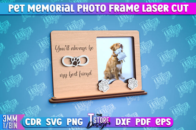 Pet Memorial Photo Frame Laser Cut | Photo Frame Laser Cut | Animals Photo Frame Design SVG The T Store Design 