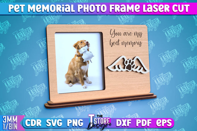 Pet Memorial Photo Frame Laser Cut | Photo Frame Laser Cut | Animals Photo Frame Design SVG The T Store Design 