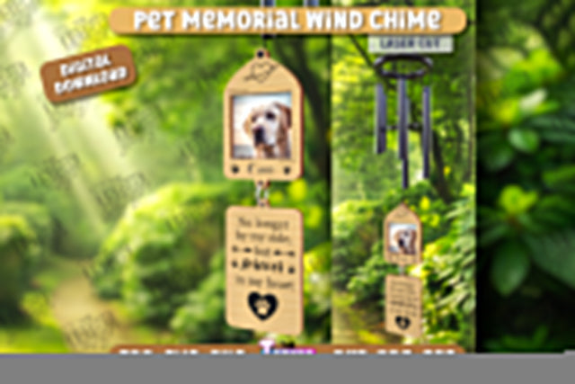 Pet Memorial Wind Chime Laser Cut | Wind Chime Front Door Decor | Bereavement Gift | CNC File SVG The T Store Design 