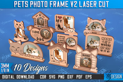 Pet Photo Frame v.2 Bundle | Home Pets | Paws Print | Best Friend | Cats and Dogs | CNC File SVG Fly Design 
