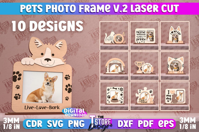 Pet Photo Frame v.2 Bundle | Home Pets | Paws Print | Best Friend | CNC File SVG The T Store Design 