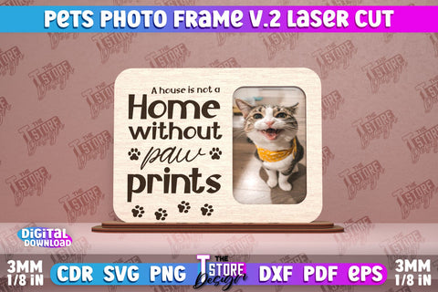 Pet Photo Frame v.2 Bundle | Home Pets | Paws Print | Best Friend | CNC File SVG The T Store Design 