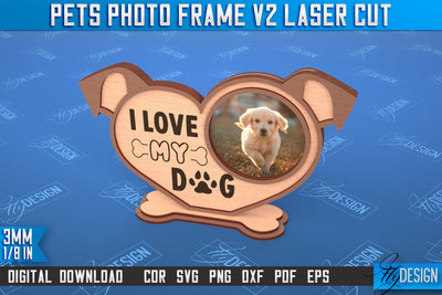Pet Photo Frame v.2 | Home Pets | Paws Print | Best Friend | Cats and Dogs | CNC File SVG Fly Design 
