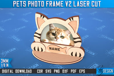 Pet Photo Frame v.2 | Home Pets | Paws Print | Best Friend | Cats and Dogs | CNC File SVG Fly Design 