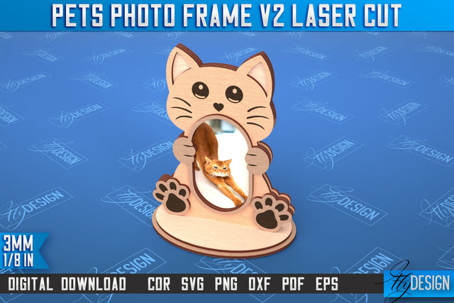 Pet Photo Frame v.2 | Home Pets | Paws Print | Best Friend | Cats and Dogs | CNC File SVG Fly Design 