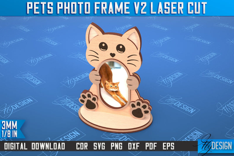 Pet Photo Frame v.2 | Home Pets | Paws Print | Best Friend | Cats and Dogs | CNC File SVG Fly Design 