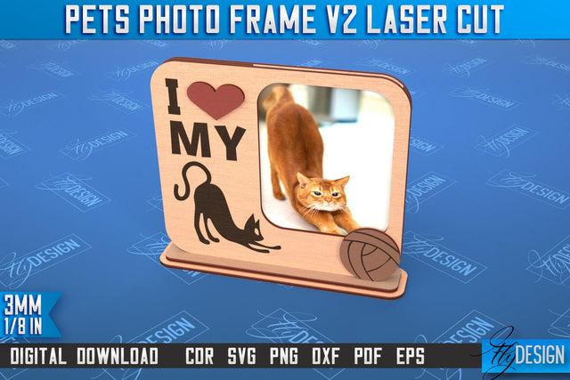 Pet Photo Frame v.2 | Home Pets | Paws Print | Best Friend | Cats and Dogs | CNC File SVG Fly Design 