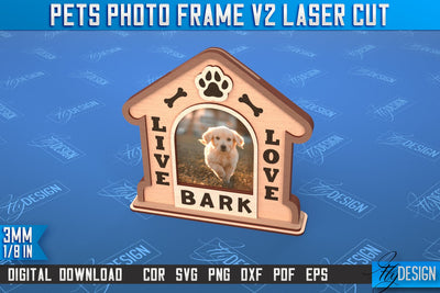 Pet Photo Frame v.2 | Home Pets | Paws Print | Best Friend | Cats and Dogs | CNC File SVG Fly Design 